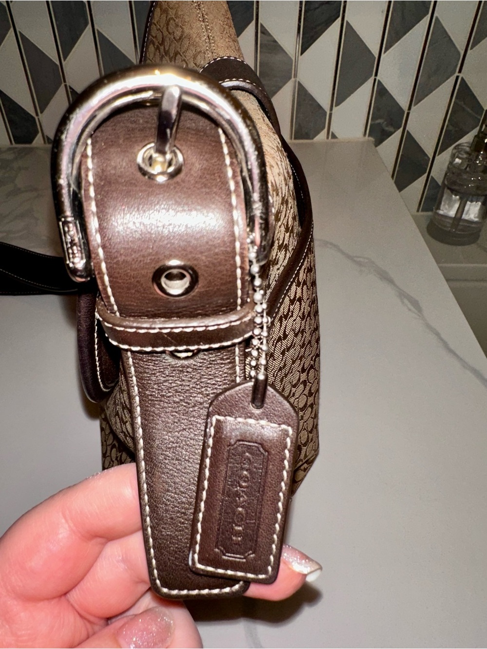 Vintage Y2K Coach Soho Signature Flap Bag in Brown Canvas/Leather - Picture 5 of 10